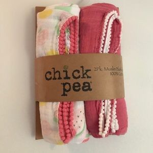 SOLD Chickpea muslin blanket - pair for baby girl